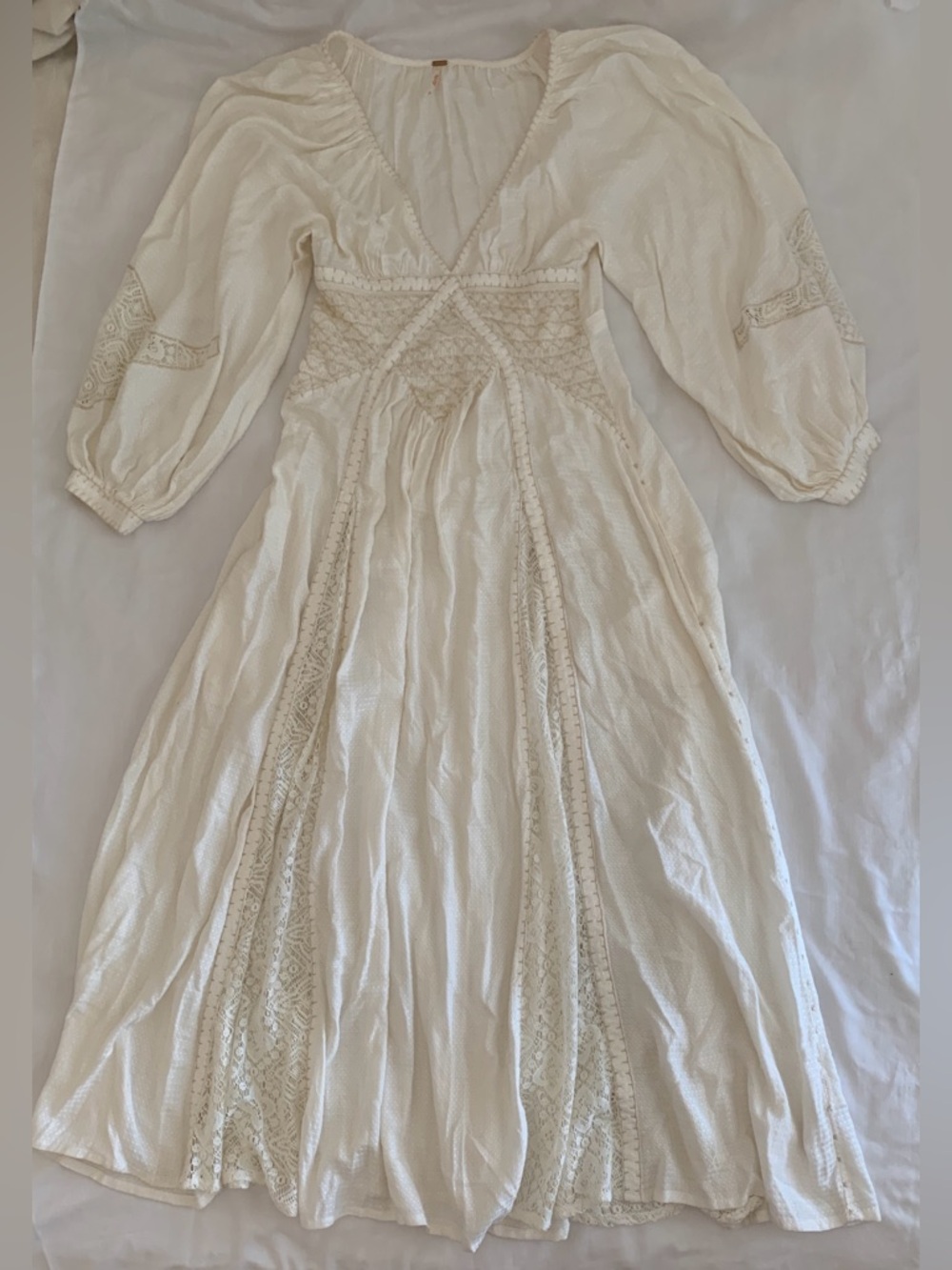 Free People "Southwest" Lace Maxi Dress in Ivory - Size S EUC - Picture 3 of 16